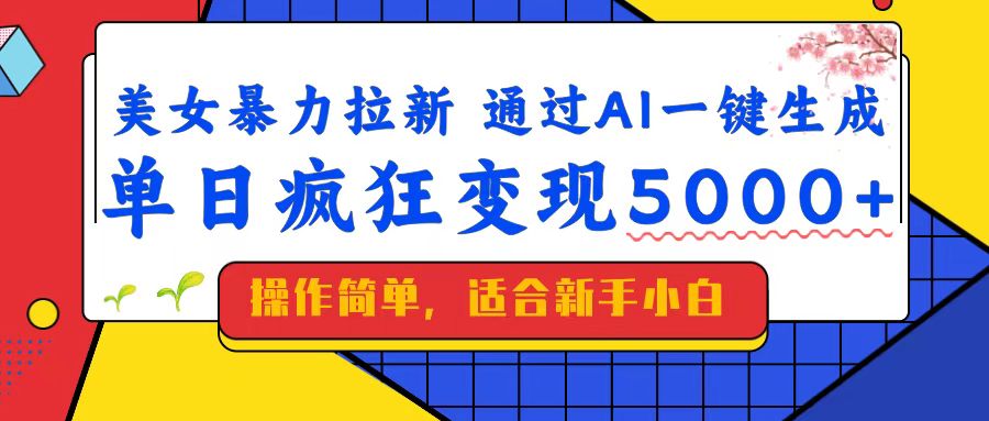美女暴力拉新，通过AI一键生成，单日疯狂变现5000+，纯小白一学就会！耀梦项目-副业赚钱-互联网创业-资源整合耀梦网赚