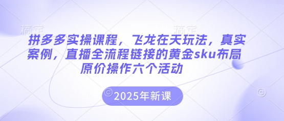 拼多多实操课程，飞龙在天玩法，真实案例，直播全流程链接的黄金sku布局原价操作六个活动耀梦项目-副业赚钱-互联网创业-资源整合耀梦网赚