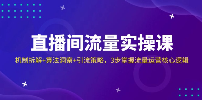 直播间流量实操课：机制拆解+算法洞察+引流策略，3步掌握流量运营核心逻辑耀梦项目-副业赚钱-互联网创业-资源整合耀梦网赚