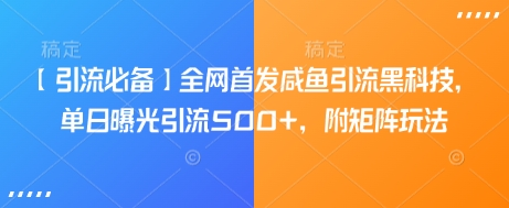 【引流必备】全网首发咸鱼引流黑科技，单日曝光引流500+，附矩阵玩法耀梦项目-副业赚钱-互联网创业-资源整合耀梦网赚