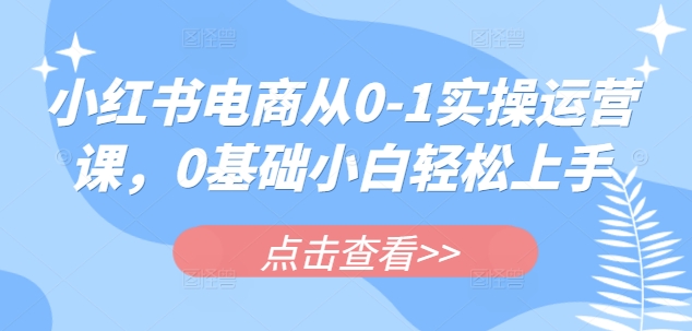 小红书电商从0-1实操运营课，0基础小白轻松上手耀梦项目-副业赚钱-互联网创业-资源整合耀梦网赚