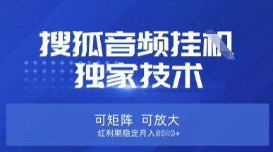 【搜狐音频挂G】独家技术，可矩阵可放大，红利期稳定月入8k耀梦项目-副业赚钱-互联网创业-资源整合耀梦网赚