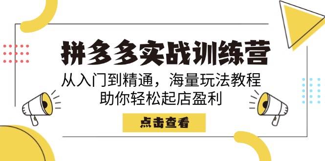 拼多多实战训练营，从入门到精通，海量玩法教程，助你轻松起店盈利耀梦项目-副业赚钱-互联网创业-资源整合耀梦网赚