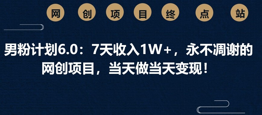 男粉计划6.0：7天收入1W+，永不凋谢的网创项目，当天做当天变现！耀梦项目-副业赚钱-互联网创业-资源整合耀梦网赚