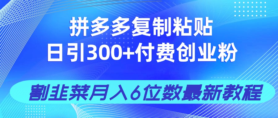 拼多多复制粘贴日引300+付费创业粉，割韭菜月入6位数最新教程！耀梦项目-副业赚钱-互联网创业-资源整合耀梦网赚