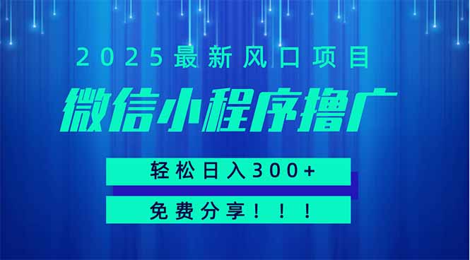 微信小程序撸广，最新风口项目，日入300+ 免费分享 可批量操作 小白可…耀梦项目-副业赚钱-互联网创业-资源整合耀梦网赚