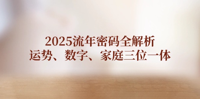2025流年密码全解析，运势、数字、家庭三位一体耀梦项目-副业赚钱-互联网创业-资源整合耀梦网赚
